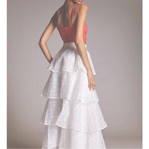 NWT Anthropologie white lace tiered maxi skirt